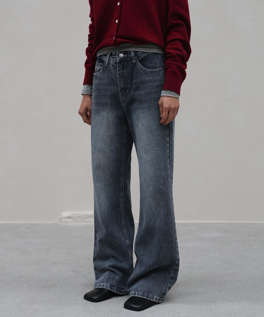 밀리언코르 [오늘출발] 프랭키 다크블루 와이드부츠컷 데님팬츠