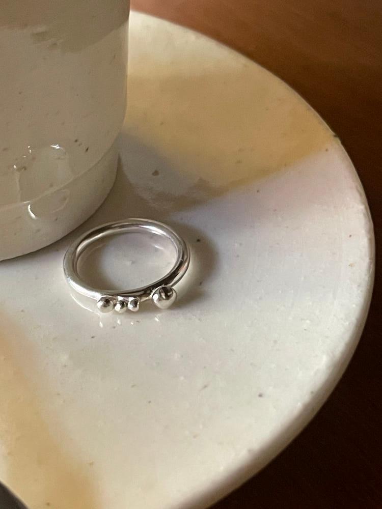 925 미니볼 하트 실버링