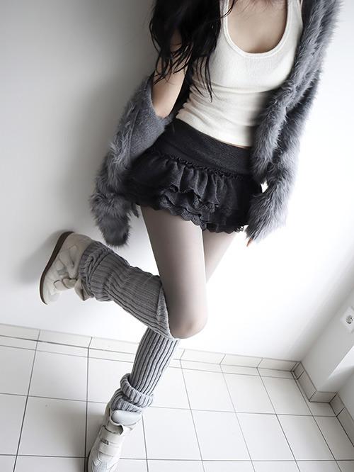 cancan knit skirt pants, 2color