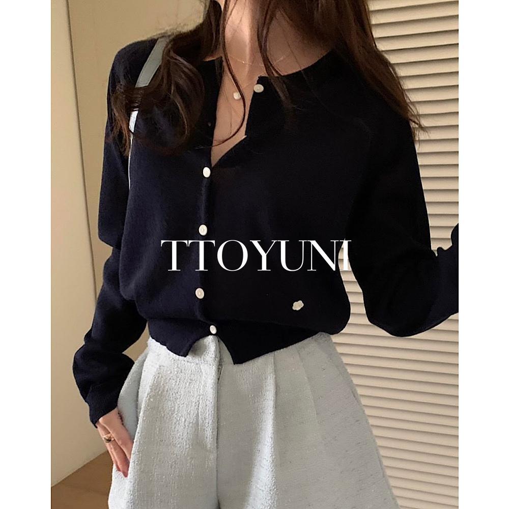 떠유니 프리티영띵 PYT 루즈 린넨 가디건 라운드넥 나그랑 자개뱃지 긴팔 여름 떠유니