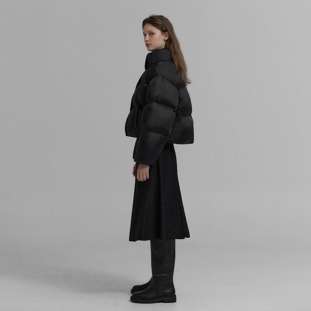 [25%쿠폰]Crop puffer down jacket (Black)
