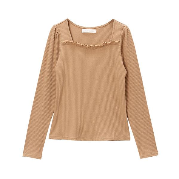 【メール便】選べる袖ビスチェリブカットソートップス - ストレート　キャメル / M