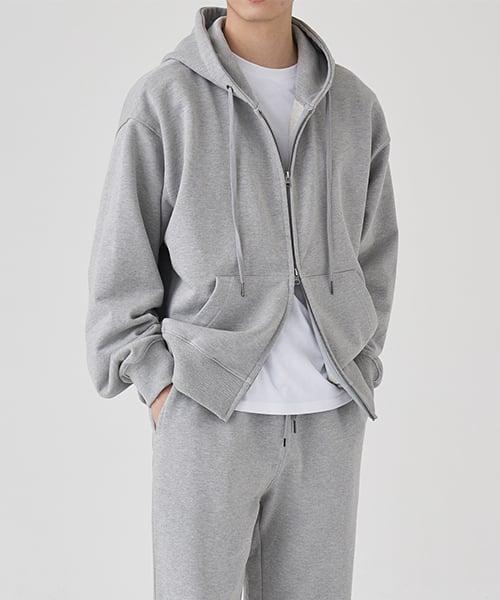2WAY 스웻 후드 집업 (MELANGE GREY)