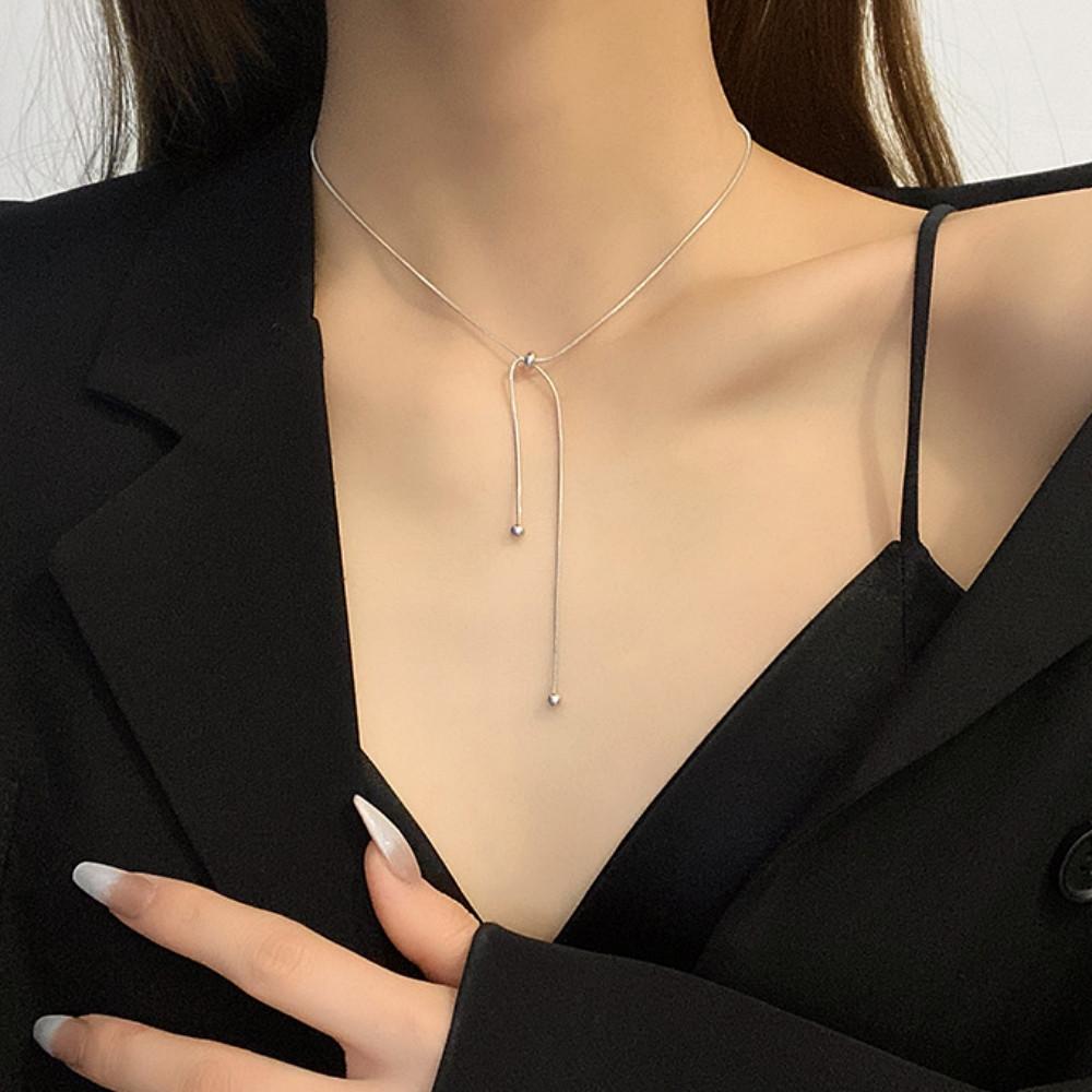 실버 925 순은 리본 매듭 체인 여자 은목걸이 줄 N28