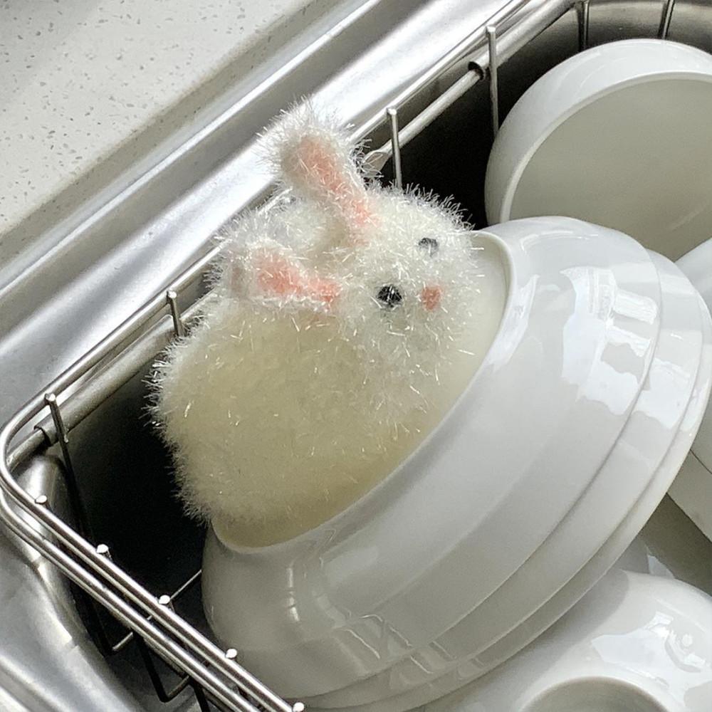 수심 래빗 수세미 귀여운 주방 자취 용품 토끼 다용도 인테리어 소품 미니