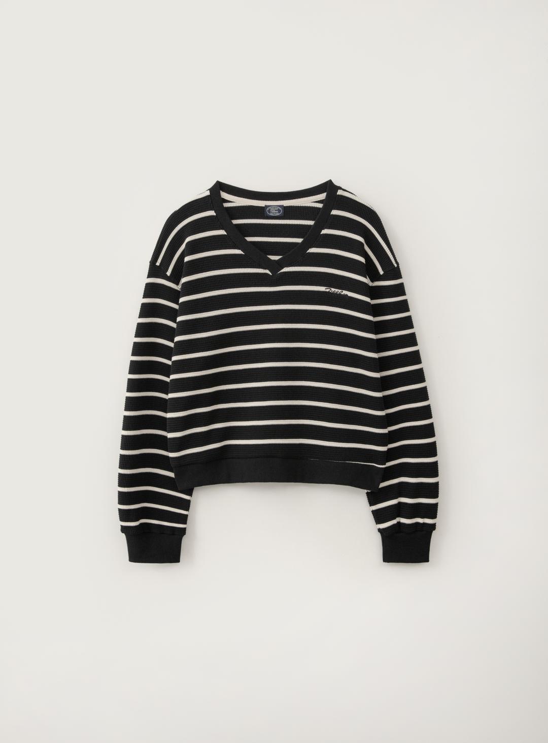 [10/17 예약 배송] 와플 V넥 스웻 셔츠_Black