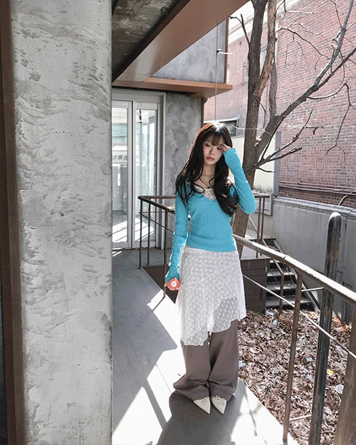 [ 레이어드템 ] lily 언발 드롭 미디 랩 SK