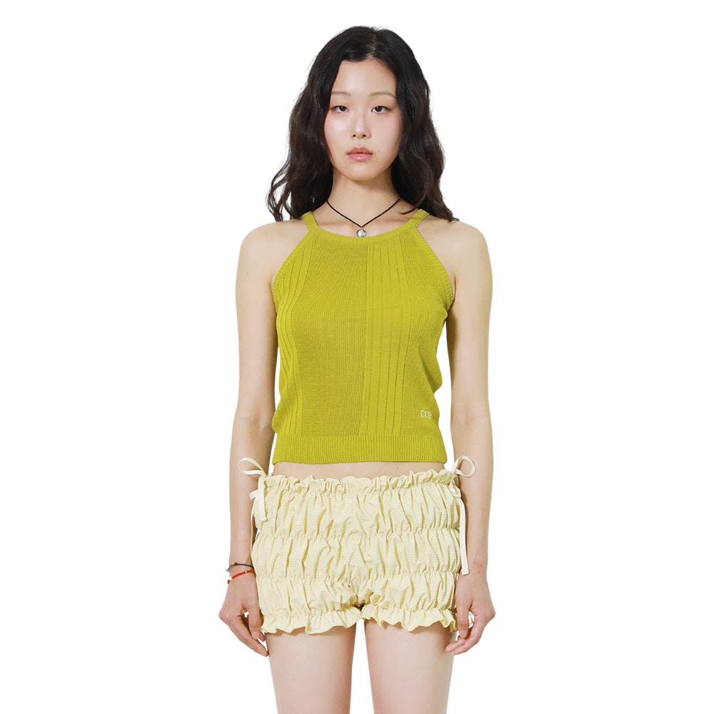 RIBBED HALTER NECK KNIT (OLIVE)