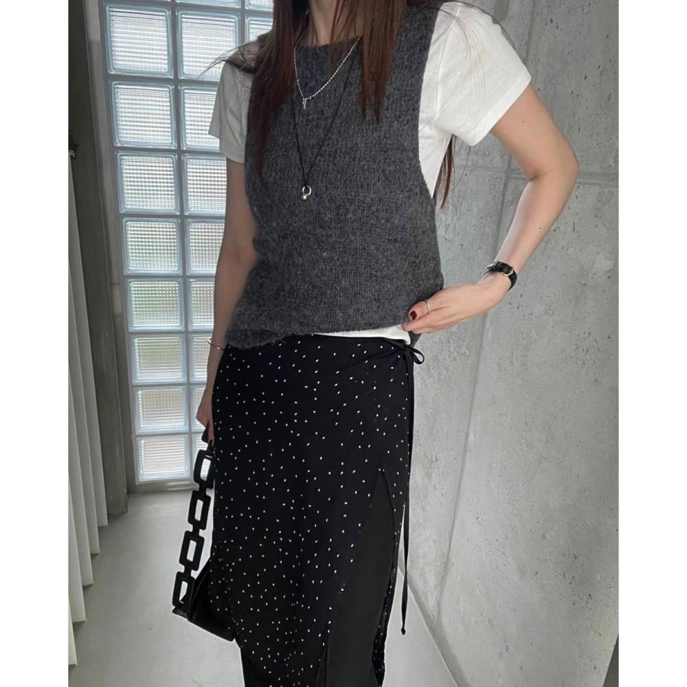 (당일) Flower 플라워 어텀 니트 베스트 뒷트임 리본 조끼 (4colors)