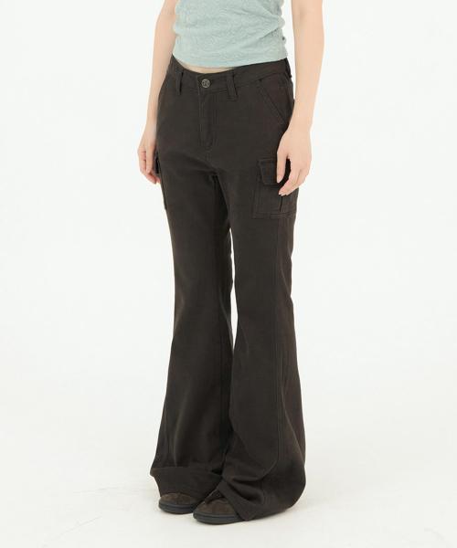 BUTTON LOW BOOTS-CUT PT BROWN