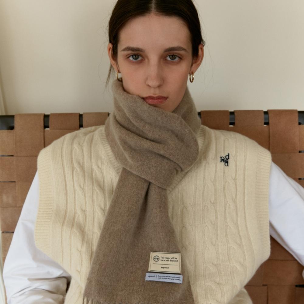 cashmere wool blended muffler - oatmeal