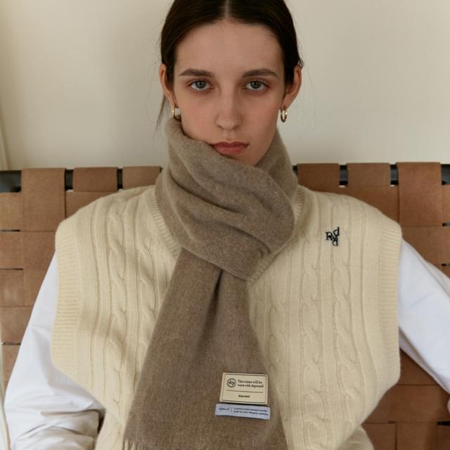 cashmere wool blended muffler - oatmeal