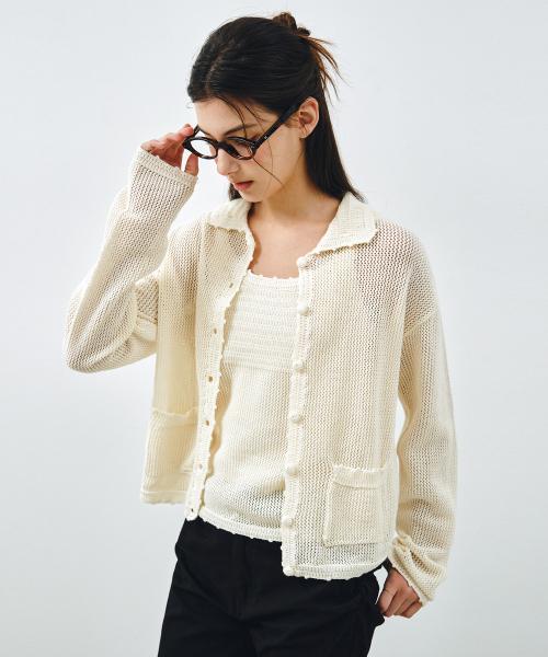 [SET] 썸머 크로쉐 카라 가디건 & 슬리브리스 크림 MDCD057CREAM