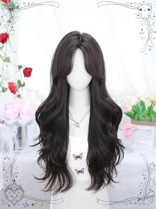 블랙 여신앞머리 긴머리가발 물결 통가발