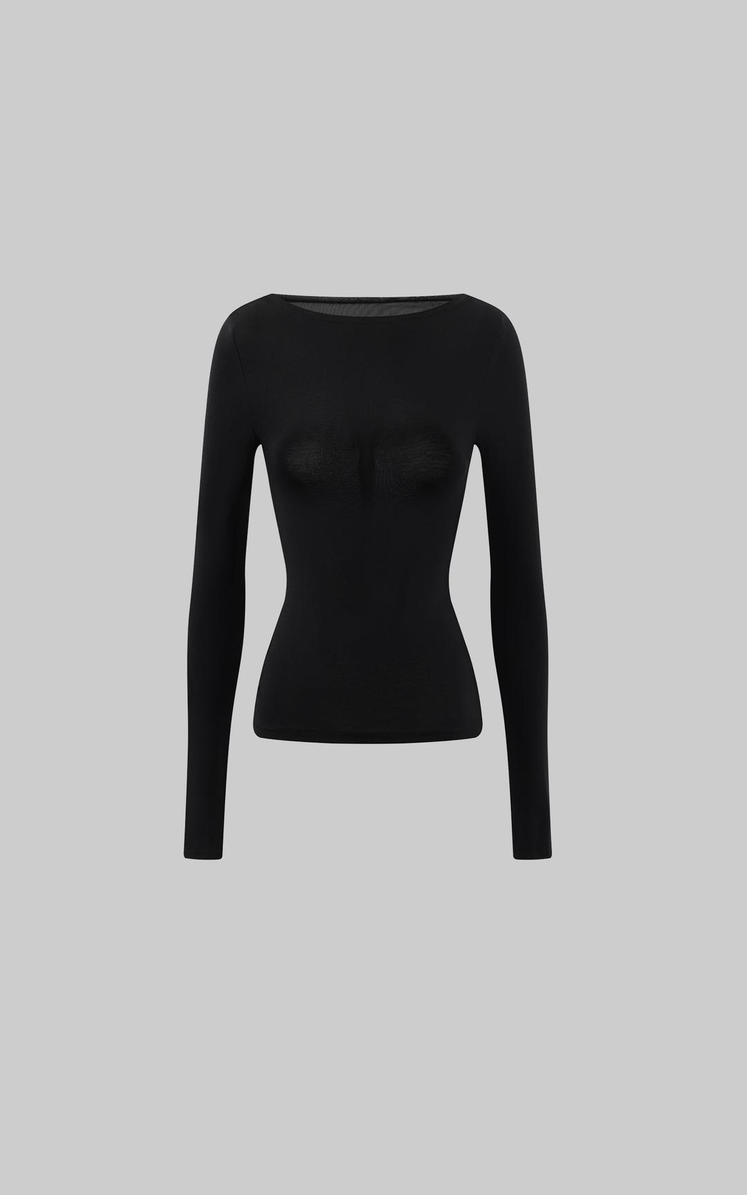 <tc>ROVENTE</tc> 등판 메쉬 패널 긴소매 탑