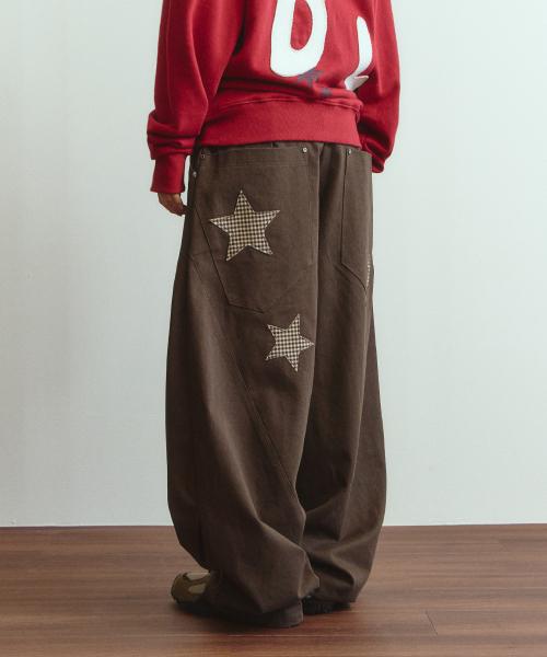 DD star applique balloon pants (BROWN)