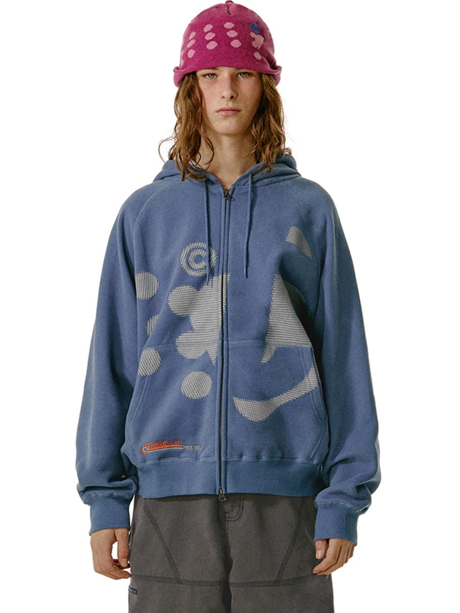 Dot-Com Zip-Up Hoodie Dusty Blue