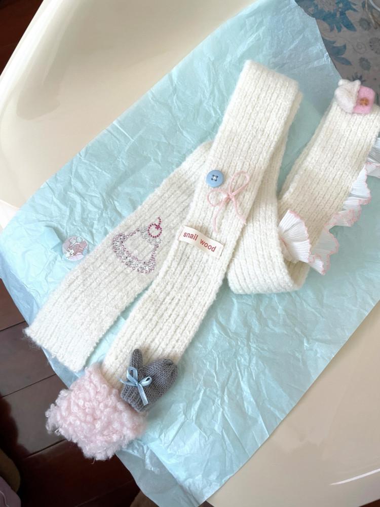 수심 Pudding Muffle(2 Type) 푸딩 머플러 눈꽃 니트 목도리 겨울