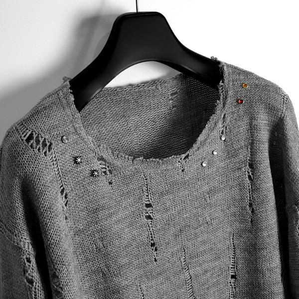 Lost musician colorgem grunge knit (Gray)