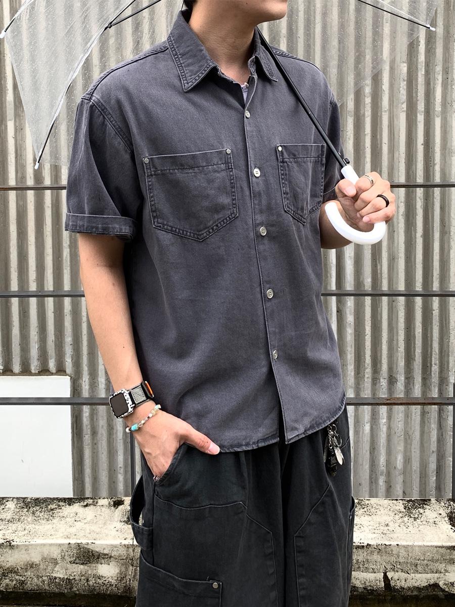 리벳 워크 반팔 셔츠 (3color)