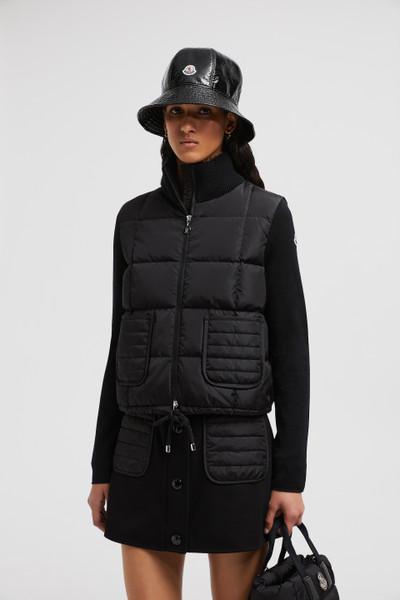 스퀘어 퀼팅 패딩 울 집업 카디건