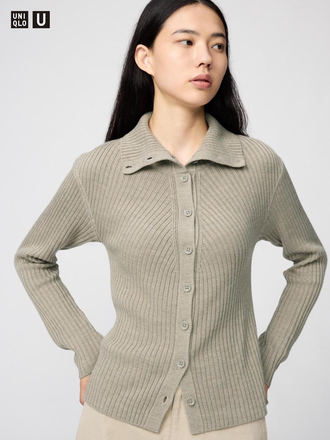 메리노블렌드하이넥가디건