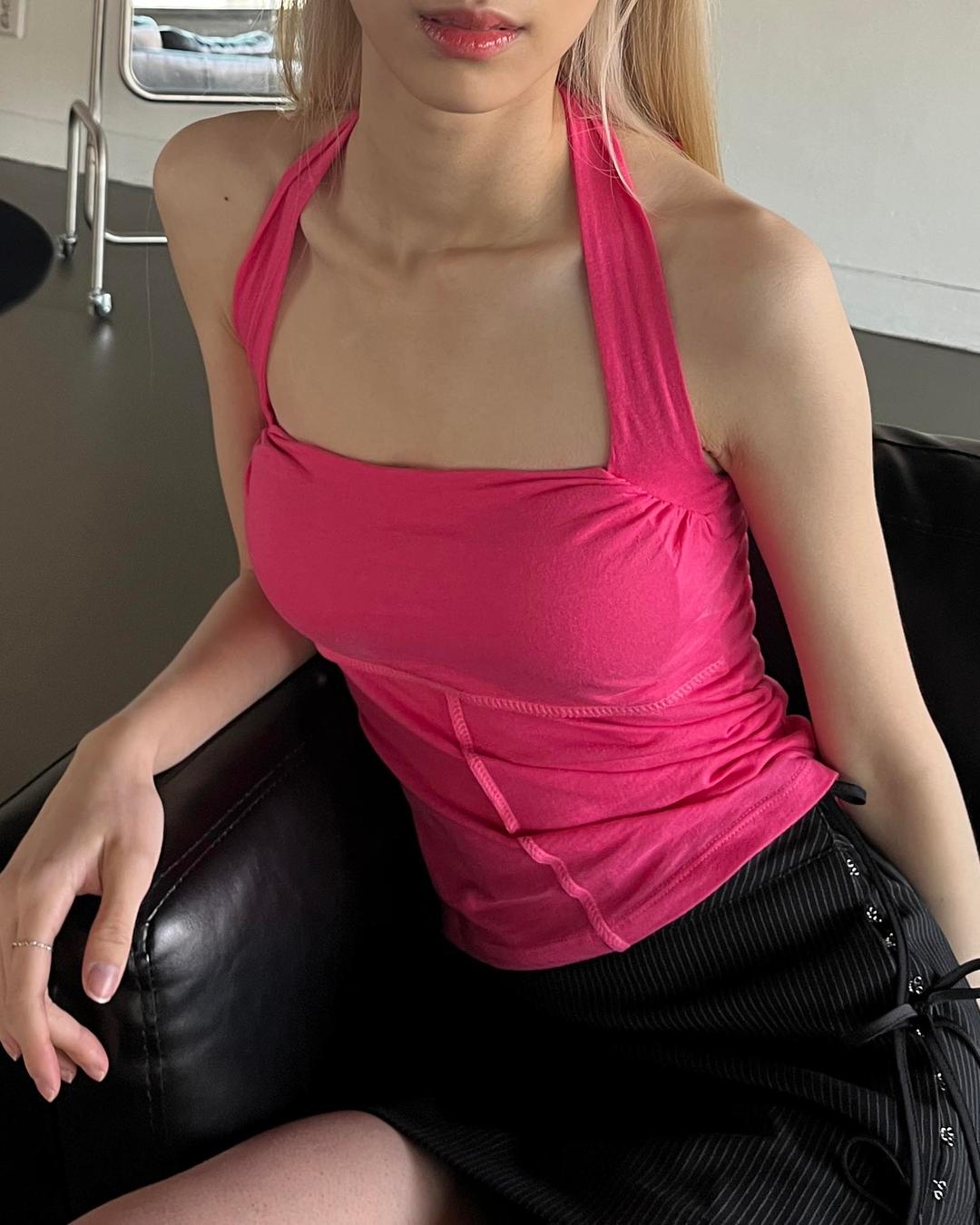 Halter span tank top / Pink