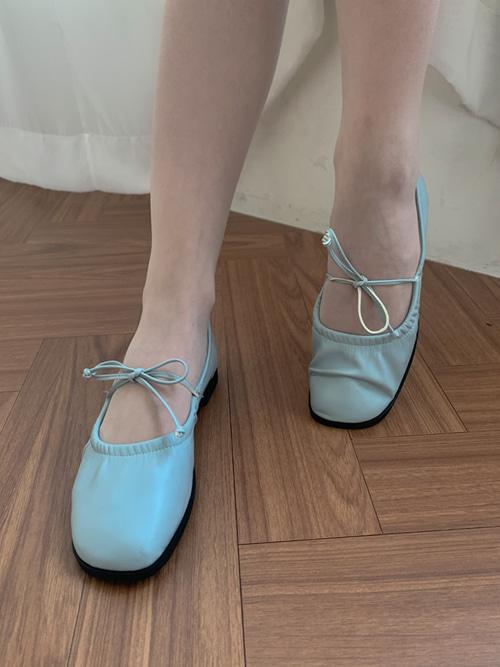 MARY JANE RIBBON STRAP FLAT SHOES(IVORY, BLUE, BLACK 3COLORS!)