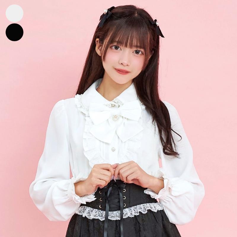 【楽天市場】ピンタックヨークパール襟ブラウス10/5 12:00 販売スタートsecrethoney　シークレットハニー　シーハニ　量産型　レディース　ガーリー　白　ホワイト　黒　ブラック：Secret Honey