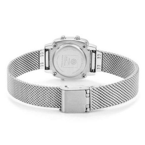 폭스바겐 여성용 탄생화 메탈 메쉬 레트로 전자시계