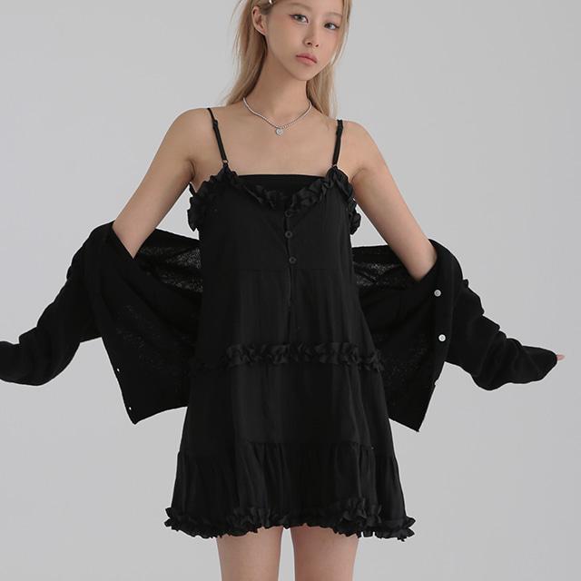 제이어반스 듀엘 프릴 뷔스티에 나시 원피스 2col