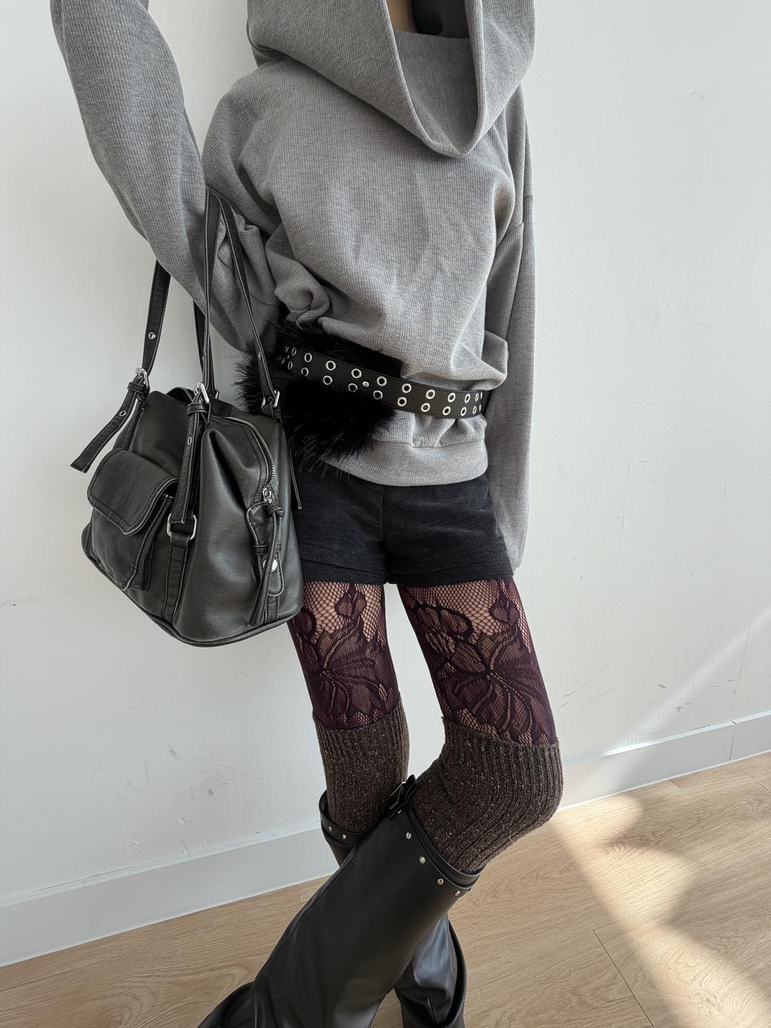 망사 딥퍼플 로즈 팬티 스타킹