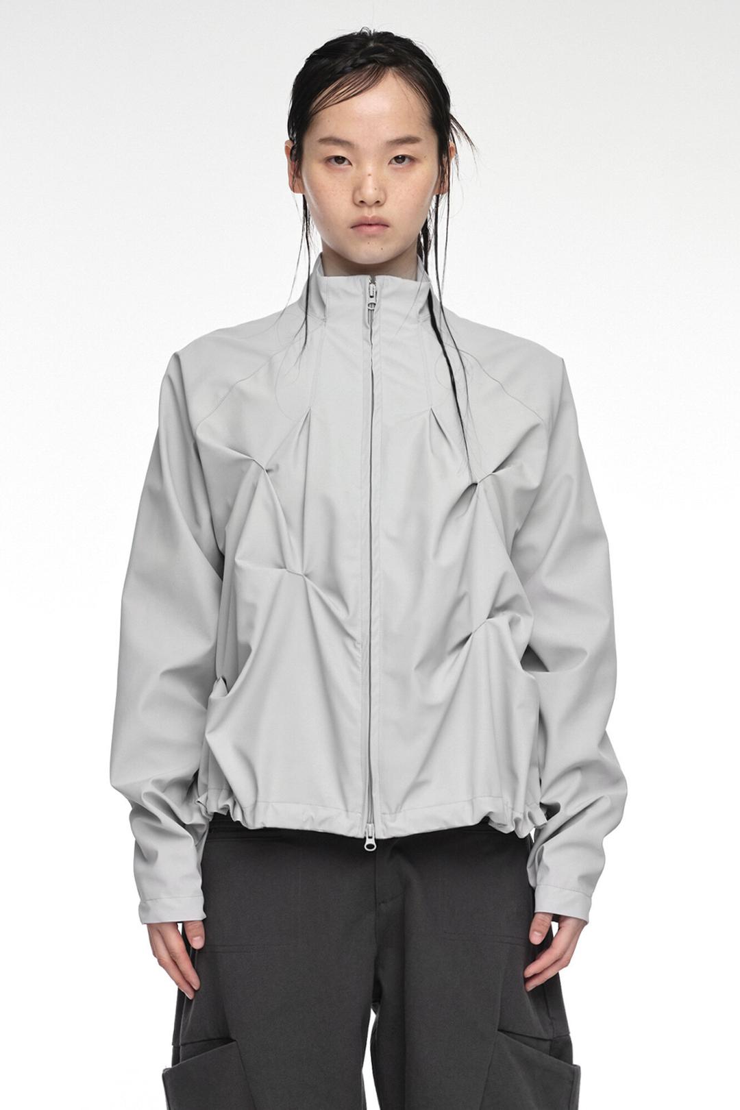 PINTUCK WIND BREAKER (UNISEX) LIGHT GRAY