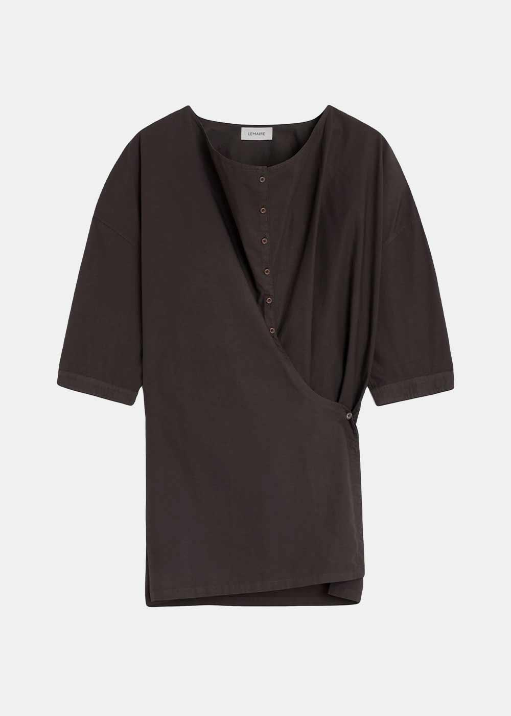 Lemaire Short Sleeve Twisted Shirt - Dark Brown