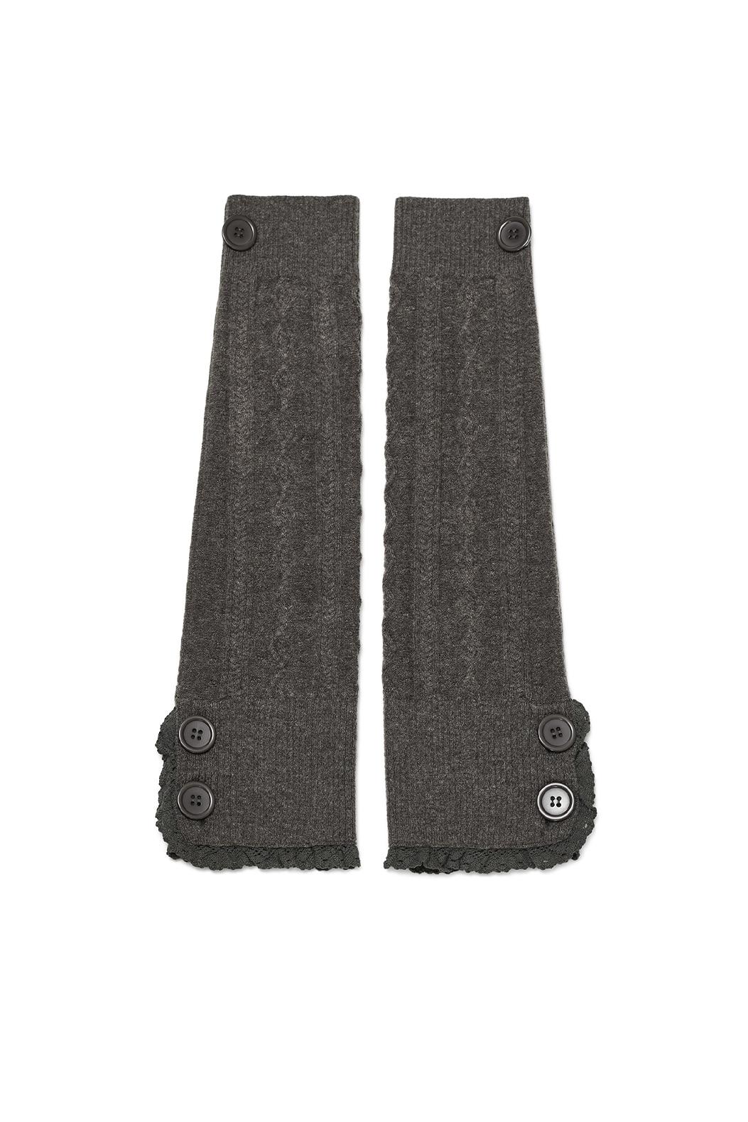 Button cable knit leg-warmer (Brown)