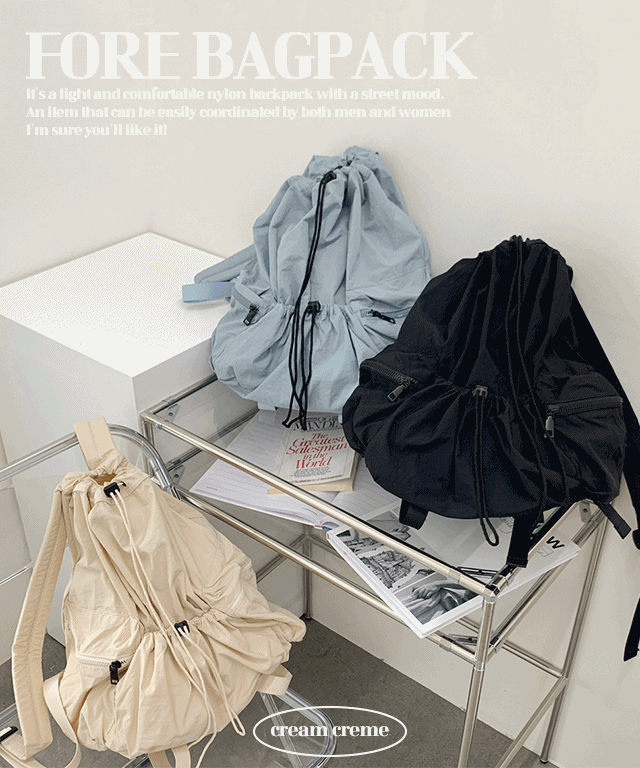 [주문폭주] 포어 포켓 나일론 스트링 백팩(3color)