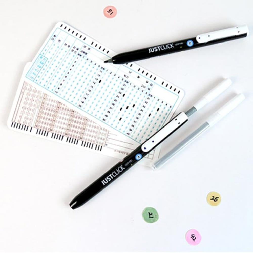 [모리스] 노크식 컴퓨터용 사인펜 세트 저스트클릭 시험용 컴싸 노크식 마킹펜 