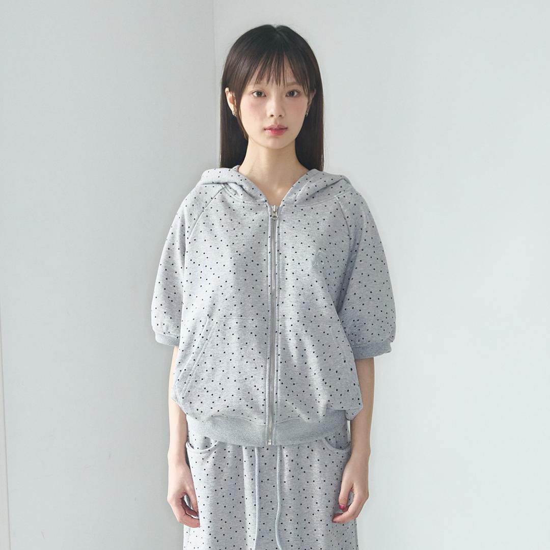 DOT SS HOOD ZIP-UP [MELANGE GREY]