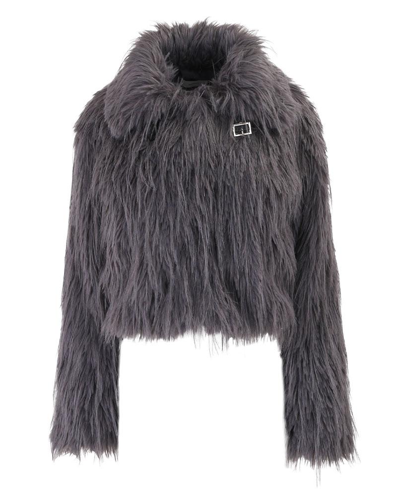 FLUFFY LONG HAIR FUR JACKET