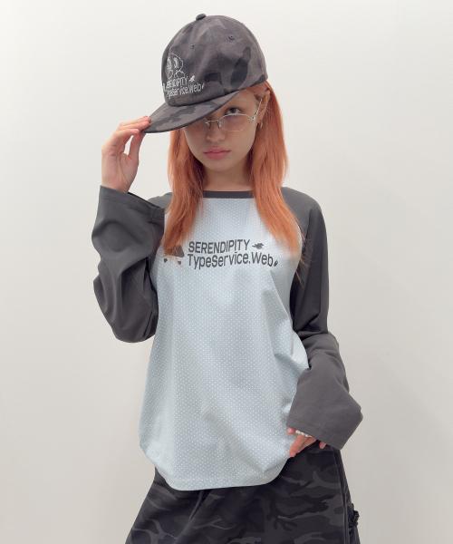 Dotted Raglan Top [Charcoal]