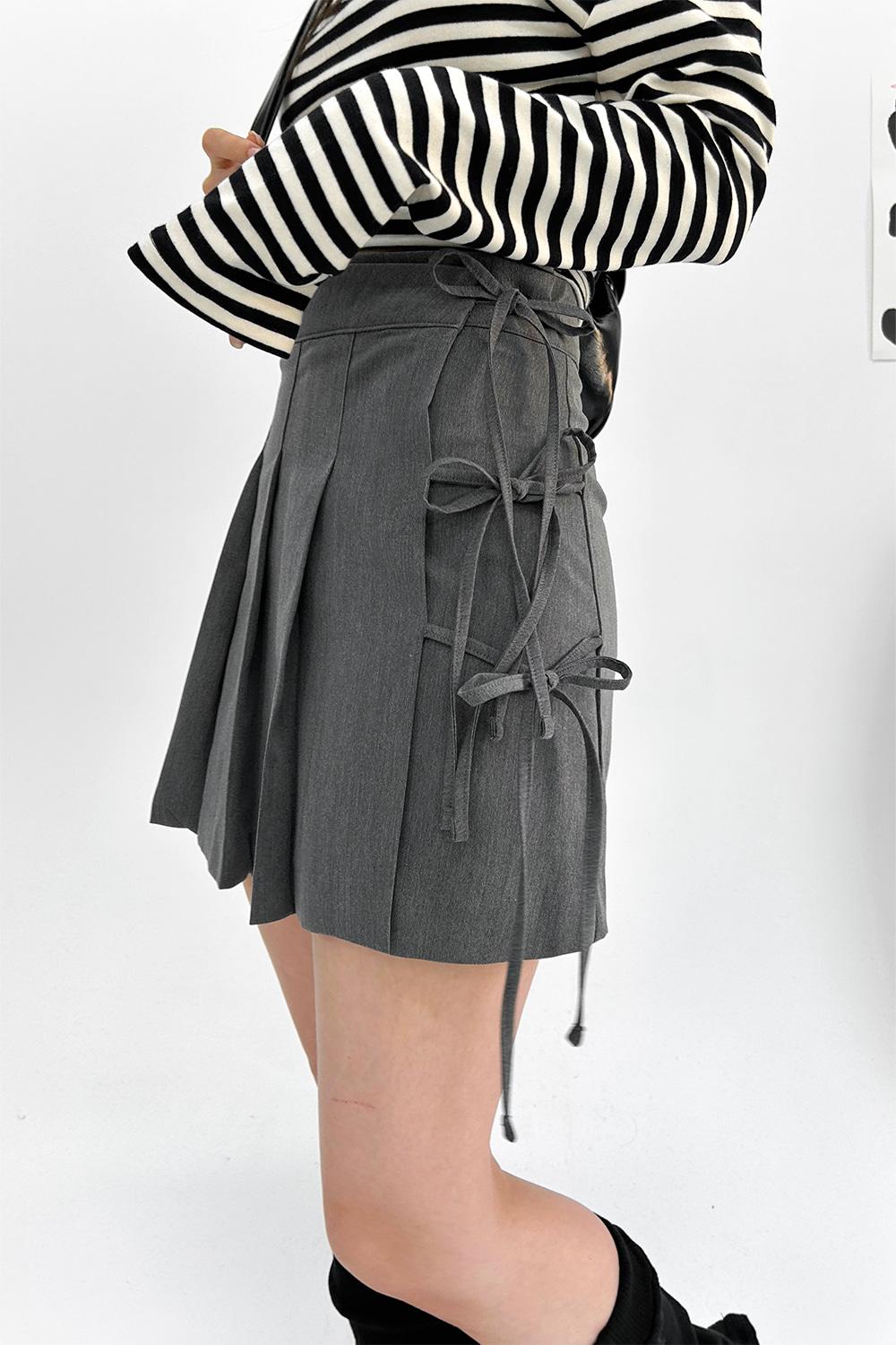 리본 플리츠 스커트 (2colors)