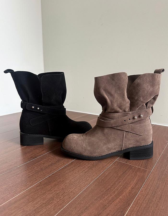 리즈 스웨이드 하프 부츠