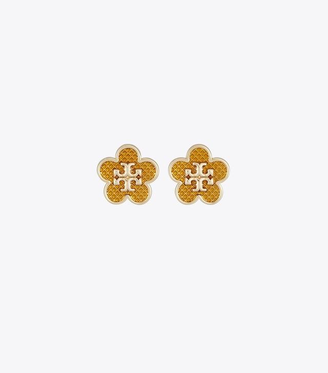 Kira Enamel Flower Stud Earring - Tory Gold / Brown