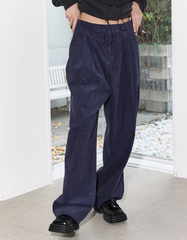 Unisex 2 tuck corduroy wide pants (2 Color)