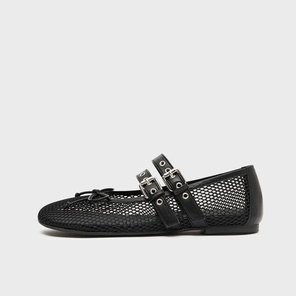 NOI MESH BALLET FLAT_BLACK
