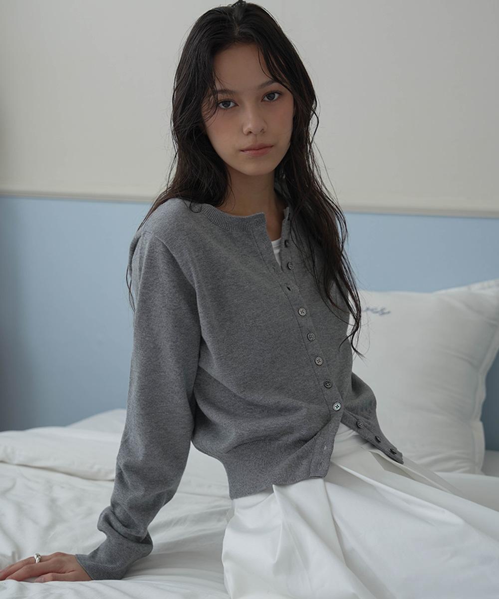 드헤베 Signiture Pearl Button Cardigan [Gray]