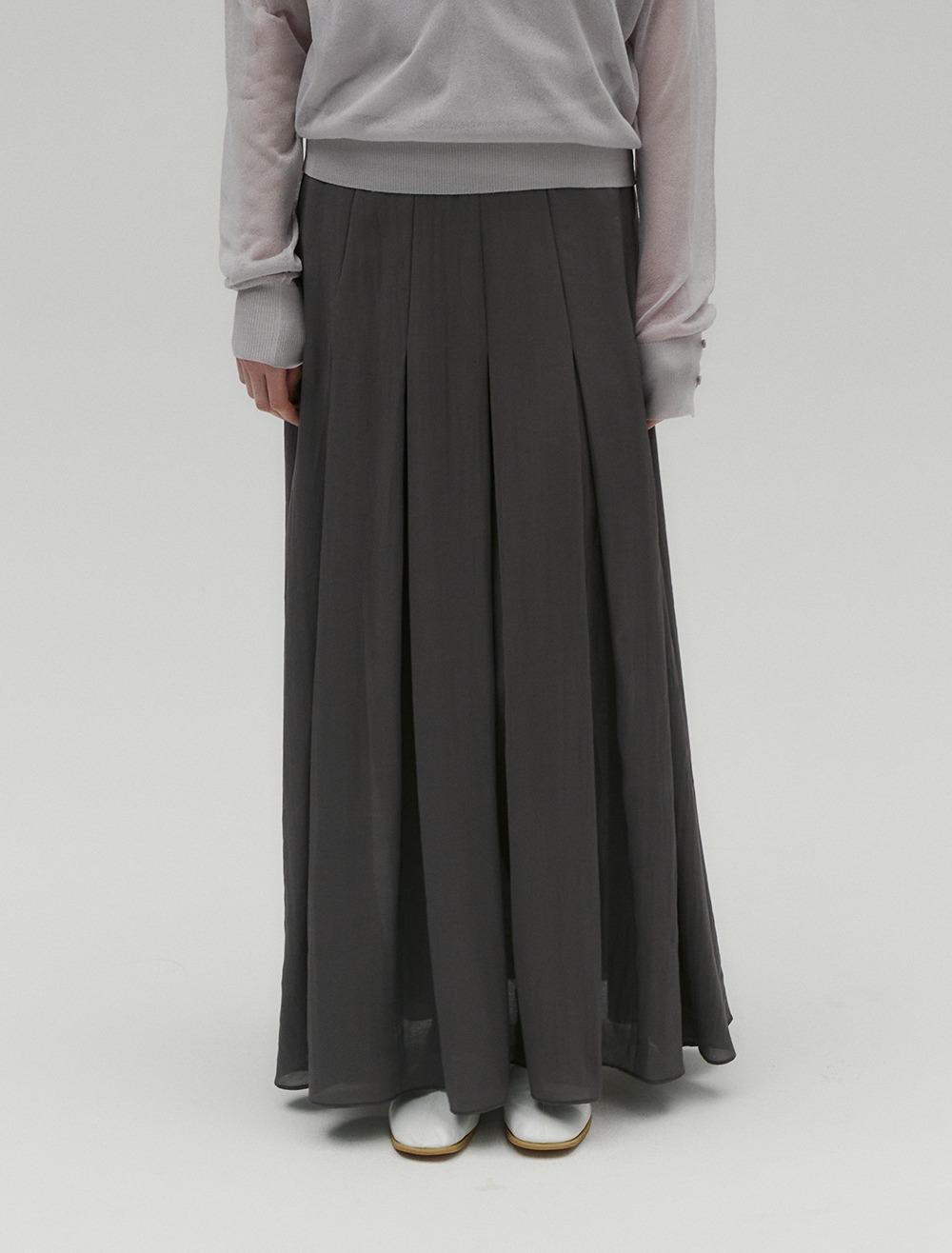 SOFT MAXI PLEATED SKIRT [GREY]