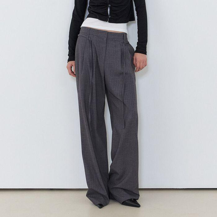 Double Belt Slacks, Stripe