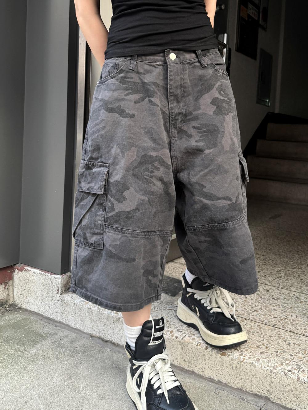 남녀공용 딘 카모 절개 카고 버뮤다 팬츠(2color)
