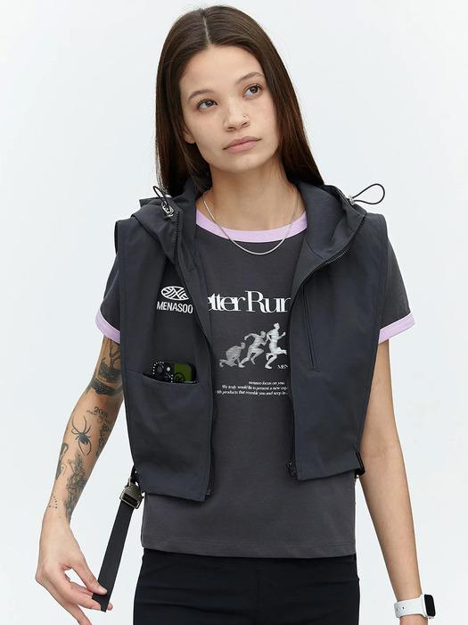 MENASOO RUNNING HOOD VEST_BLACK CHARCOAL